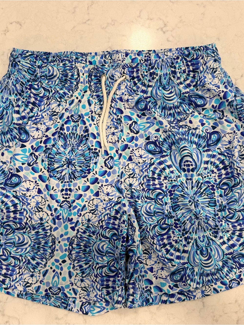 Lilly Pulitzer Blue Multi Swim trunks. Small, excellent condition!